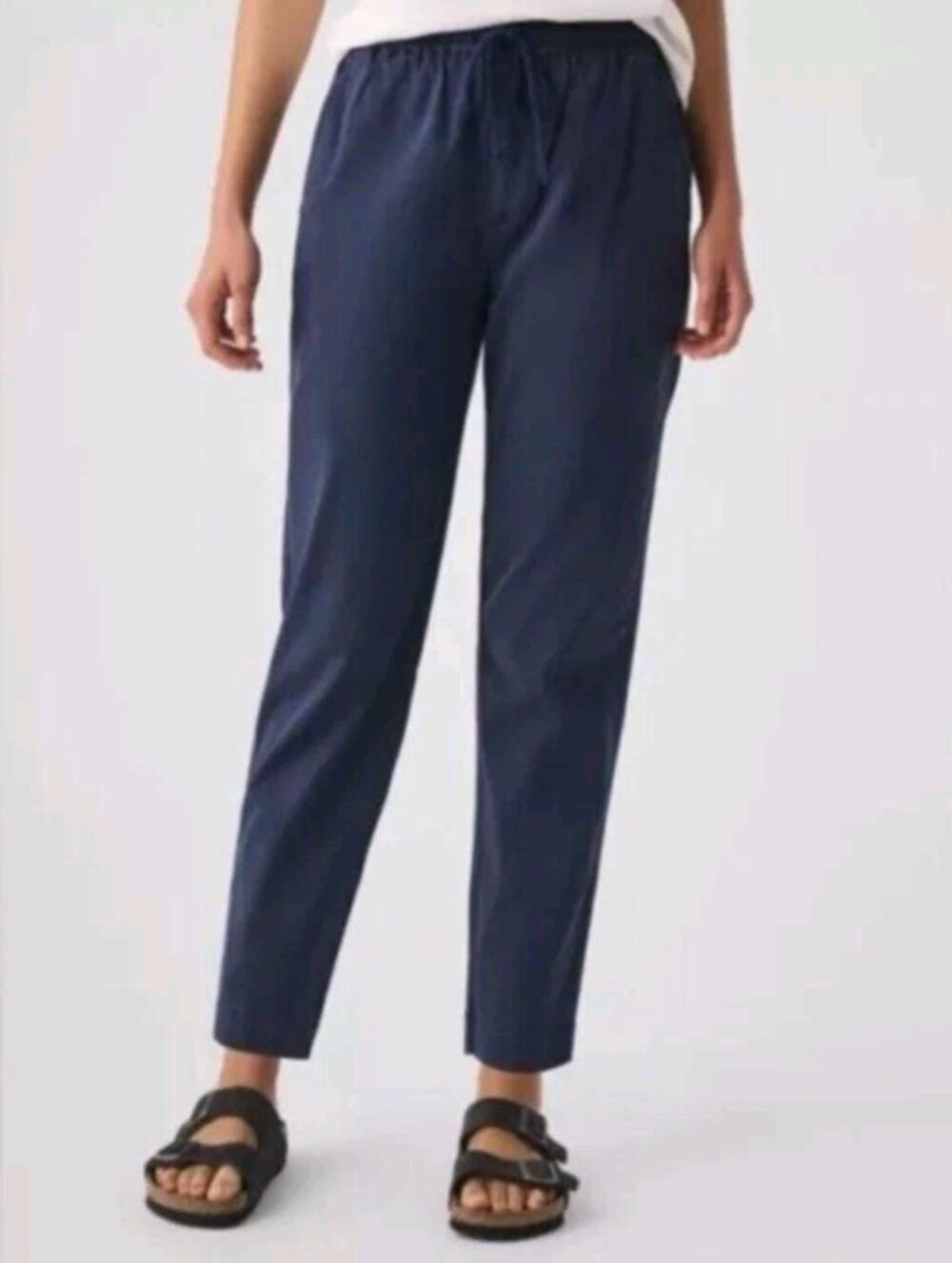 NWT FAHERTY Essential Drawstring Pants Organic Cotton Linen Blend Size M $138